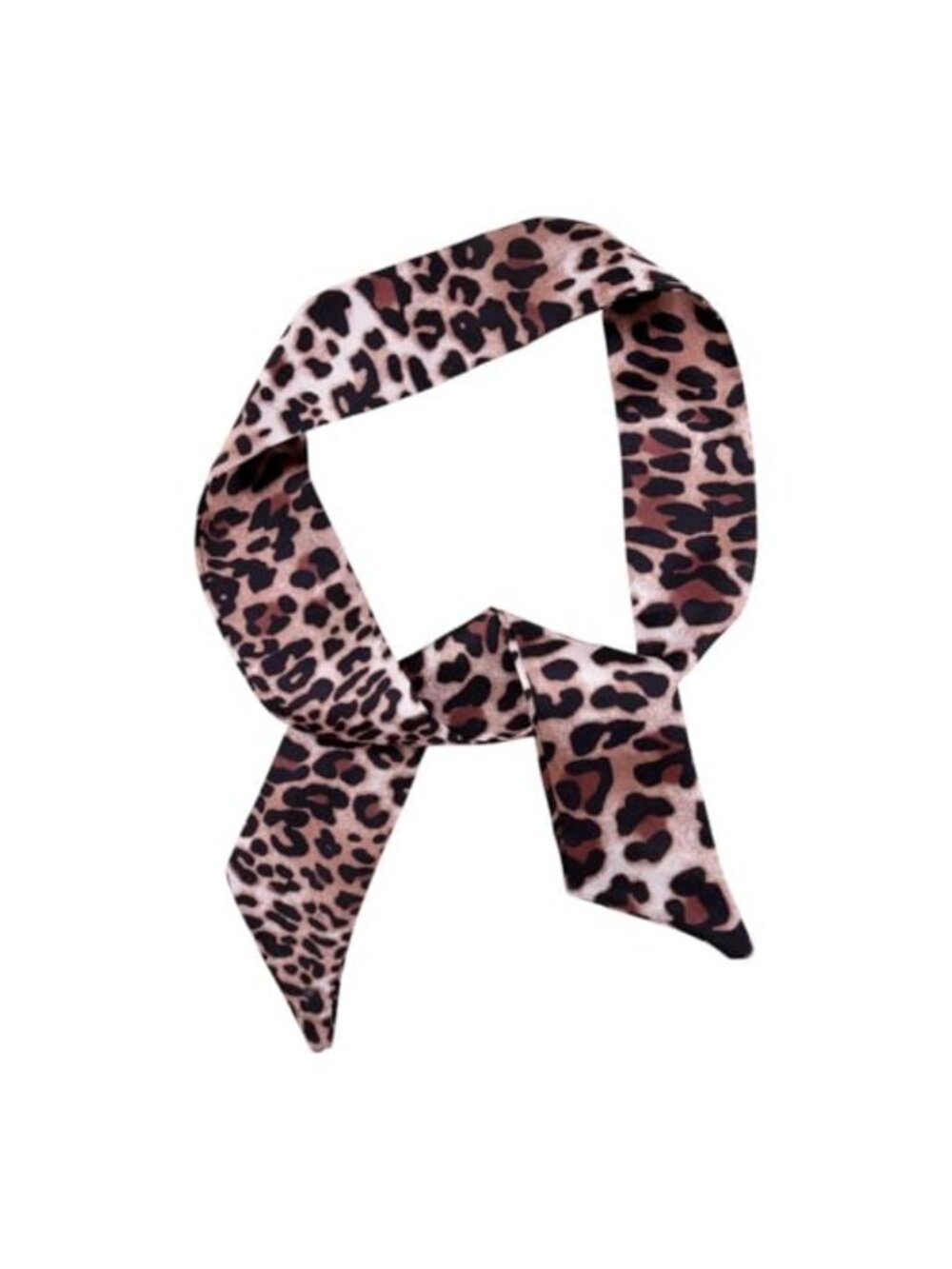 Skinny Leopard Print Scarf for Women – Satin Silk Handbag Handle & Hair